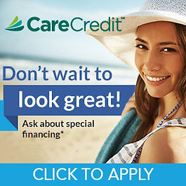 Care Credit Logo with woman smiling on the beach